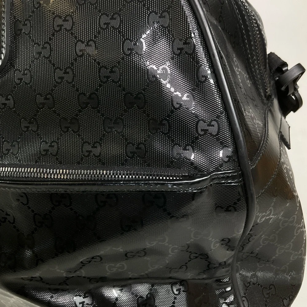 Gucci Imprime GG Logo Black Coated Canvas Large Duffle Bag